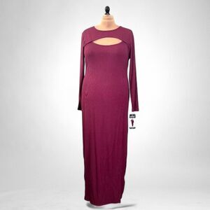 The Edited by Remi Bader Cutout Body Con Knit Maroon Dress, NWT! Size 3X